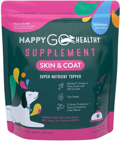 Happy Go Healthy Skin & Coat Large Breed Dog Supplement, 120 Scoops slide 1 of 3