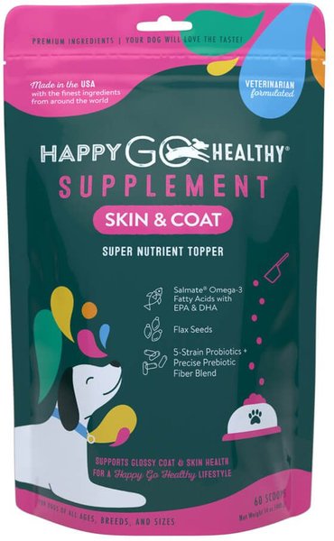 Happy Go Healthy Skin & Coat Standard Breed Dog Supplement, 60 Scoops slide 1 of 3