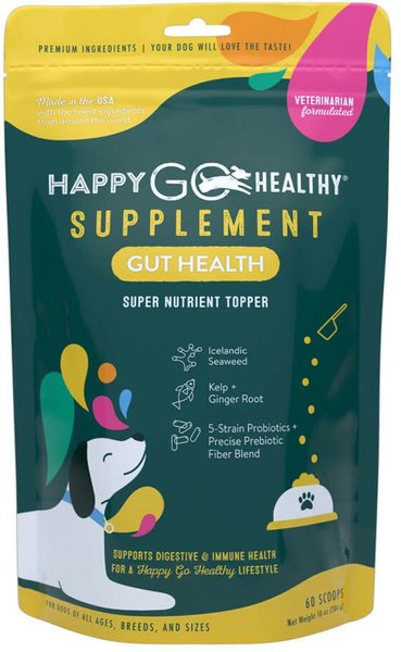 Happy Go Healthy Gut Health Standard Breed Dog Supplement, 60 scoops slide 1 of 3