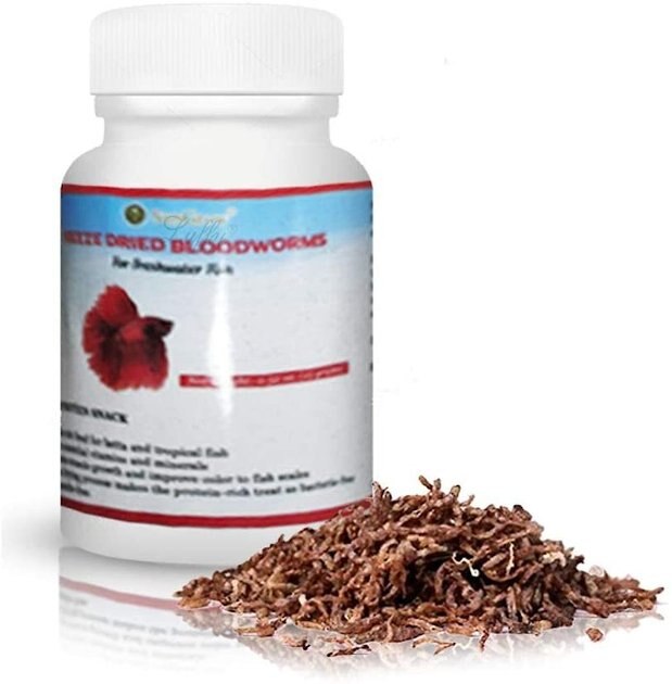 SUNGROW Bloodworms FreezeDried Betta Fish Food, 0.52oz jar