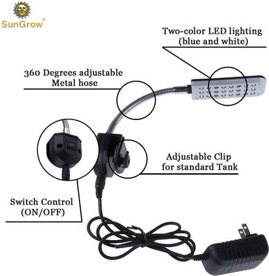 Show full view: SunGrow Small Rimless Aquarium Betta Fish Tank Clip On Light with Blue & White LED, Up to 10-gal slide 3 of 6