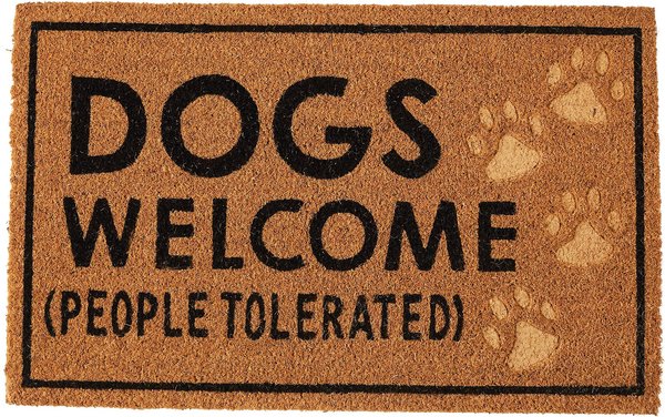 Mud Pie "Dogs Welcome" Paw Print Mat slide 1 of 2