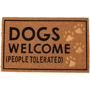 Dog Coir Doormat, Dogs Welcome People Tolerated, Natural Outdoor Door Mat  for Porch (30 x 17 In)