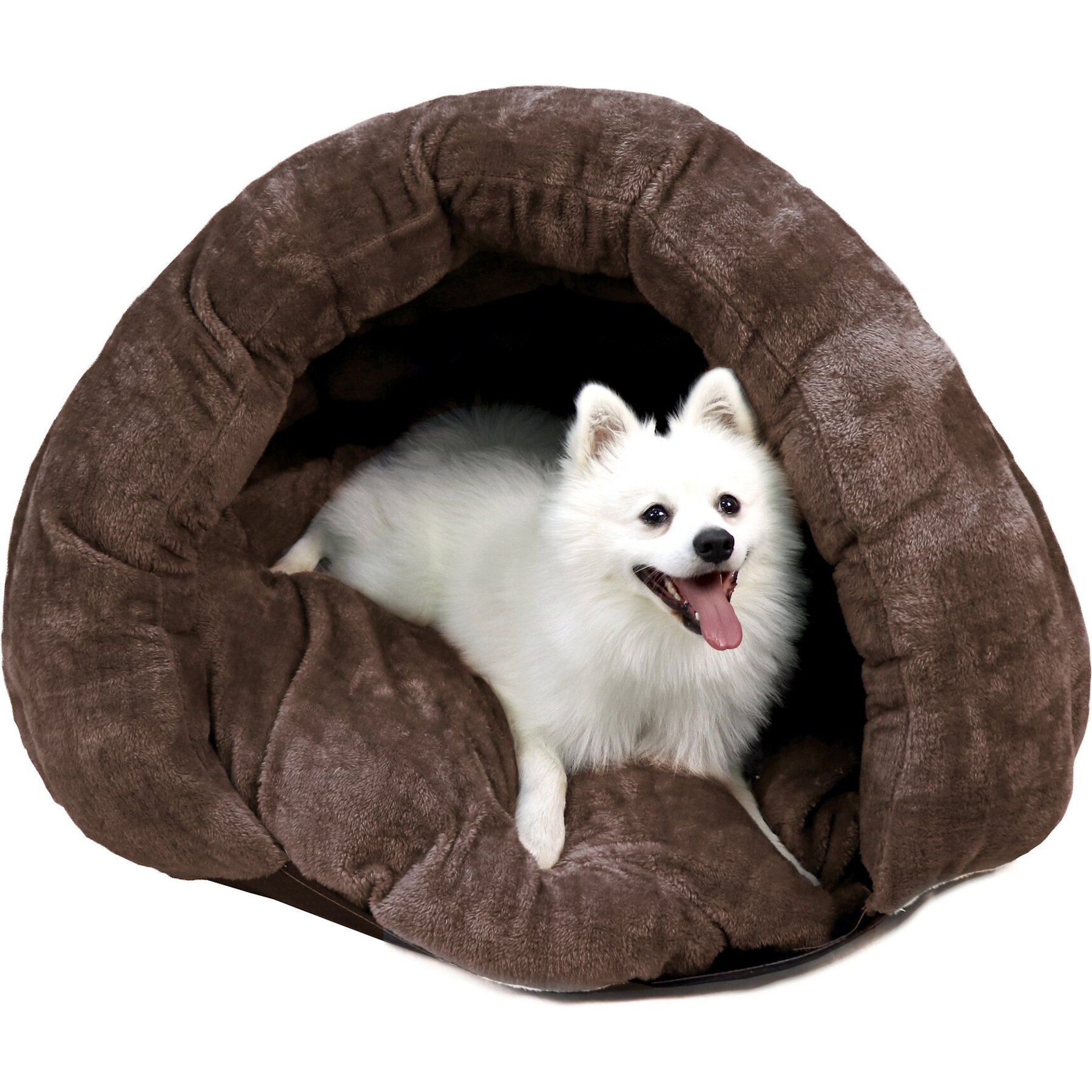 PLS Birdsong Cuddle Pouch Covered Cat & Dog Bed with Removable Cover, Brown, Large