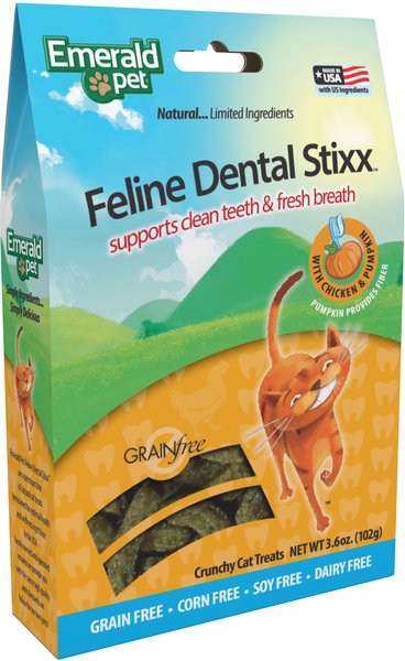 Emerald Pet Feline Dental Stixx With Chicken & Pumpkin Grain-Free Dental Cat Treats, 3.6-oz bag slide 1 of 2