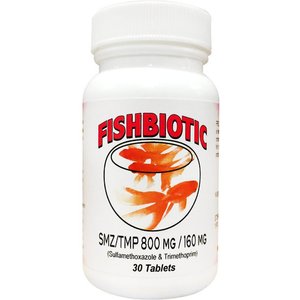Fishbiotic Sulfamethoxazole & Trimethoprim Tablet Fish Antibiotic, 800 mg, 30 count