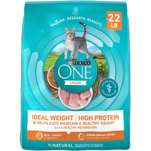 Purina ONE Ideal Weight Adult Dry Cat Food, 22-lb bag