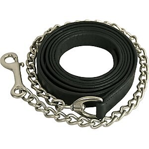 Gatsby Leather Horse Lead & Chain, Black, 30-in