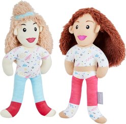 Frisco New Year, New Me Jazzersize Girls Plush Squeaky Dog Toy, 2 count