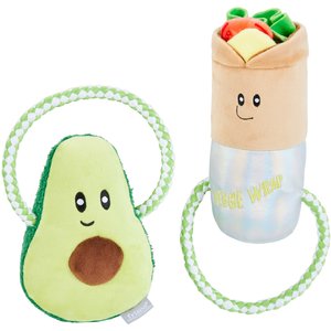 Frisco Healthy Snack Plush with Rope Dog Toy, 2 count