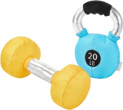 Frisco Dumbell & Kettleball Plush Squeaky Dog Toy, 2 count slide 1 of 3
