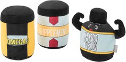 Frisco New Year, New Me Protein Powder Plush Squeaky Dog Toy, 3 count