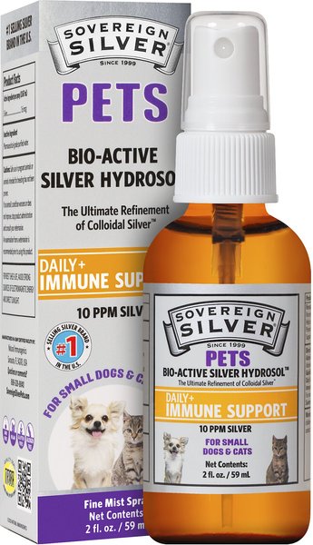 Sovereign Silver Pets Daily+ Immune Support Bio-Active Silver Hydrosol Small Dog & Cat Supplement, 2-oz bottle slide 1 of 2
