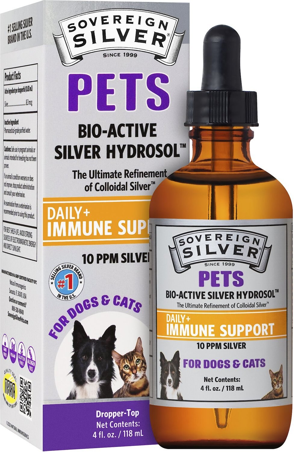 SOVEREIGN SILVER PETS Daily+ Immune Support Bio-Active Silver Hydrosol ...