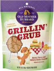 Old Mother Hubbard Grillin’ Grub Bacon, Cheese & Hickory Smoke Flavored Dog Treats, 6-oz bag