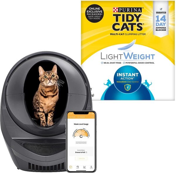 Litter-Robot WiFi Enabled Automatic Self-Cleaning Cat Litter Box + Tidy Cats Lightweight Instant Action Scented Clumping Clay Cat Litter slide 1 of 8