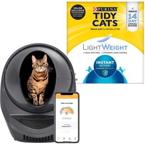 Litter-Robot WiFi Enabled Automatic Self-Cleaning Cat Litter Box + Tidy Cats Lightweight Instant Action Scented Clumping Clay Cat Litter