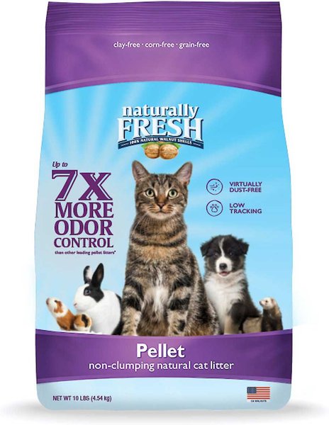 NATURALLY FRESH Pellet Unscented Non-Clumping Walnut Cat Litter, 10-lb ...