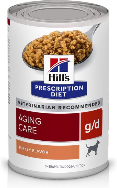 Hill's Prescription Diet g/d Aging Care Turkey Flavor Canned Dog Food, 13-oz, case of 24 slide 1 of 11
