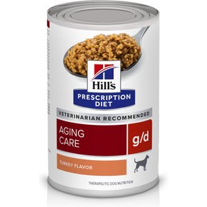 Hill's Prescription Diet g/d Aging Care Turkey Flavor Canned Dog Food, 13-oz, Case of 12, bundle of 2