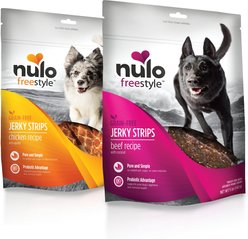 Nulo FreeStyle Jerky Strips Beef & Chicken Variety Pack Grain-Free Dog Treats, 5-oz bag, 2 count