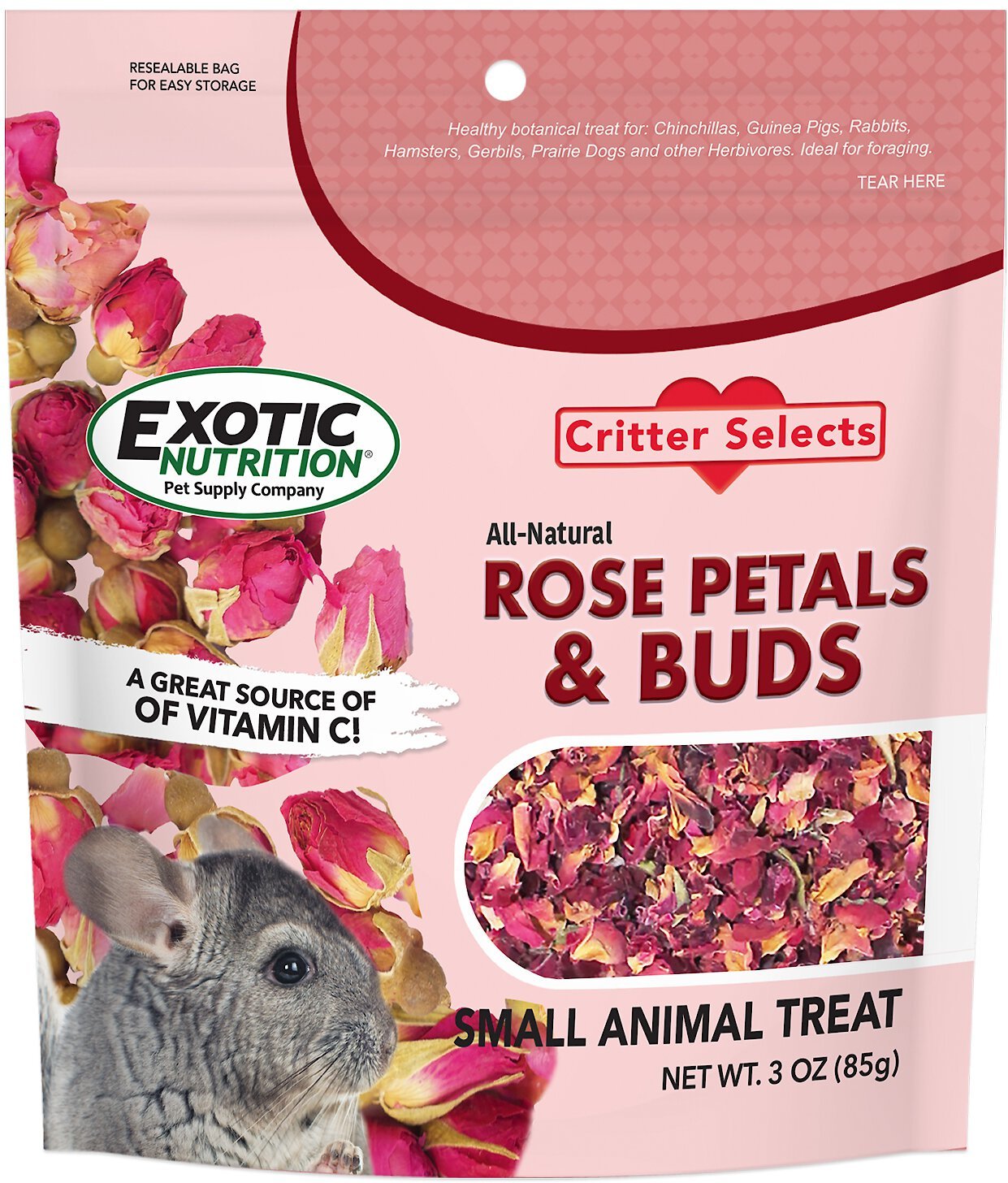Exotic Nutrition Rose Petals & Buds Small Pet Treats, 0.85-oz bag