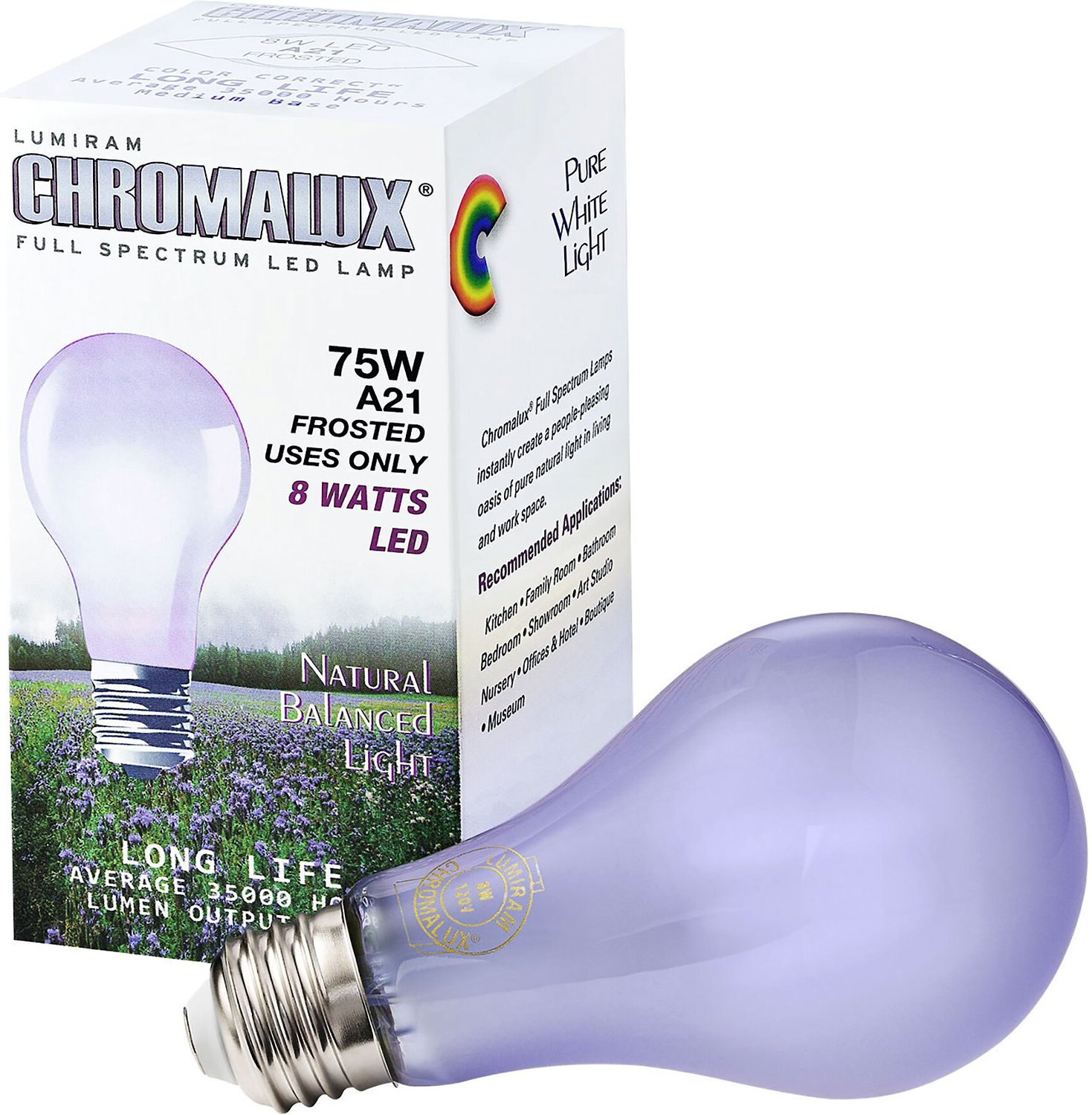 CHROMALUX Full Spectrum Neodymium Glass LED Bird & Reptile Light Bulb, 8-watt - Chewy.com