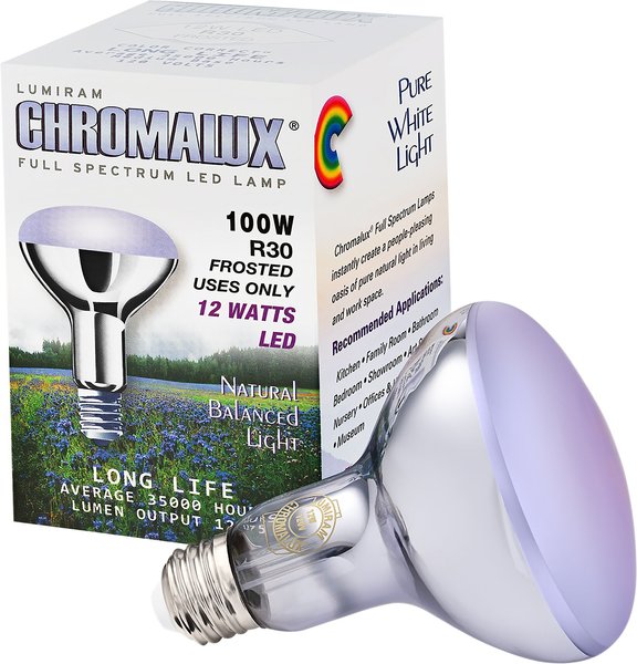 Chromalux R30 Full Spectrum Neodymium Glass LED Bird & Reptile Light Bulb, 12-watt slide 1 of 2
