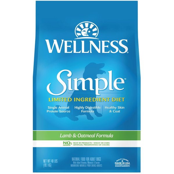 WELLNESS Simple Limited Ingredient Diet Lamb & Oatmeal Formula Dry Dog Food, 40lb bag