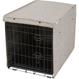 Frisco Faux linen Dog Crate Cover, Brown, 30in