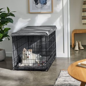 Frisco Faux linen  Dog Crate Cover, Gray, 36in