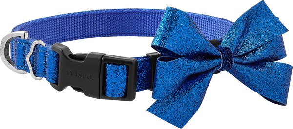 Frisco Glitter Dog Collar with Removeable Glitter Bow, Blue, XS - Neck: 8 - 12-in, Width: 5/8-in slide 1 of 6