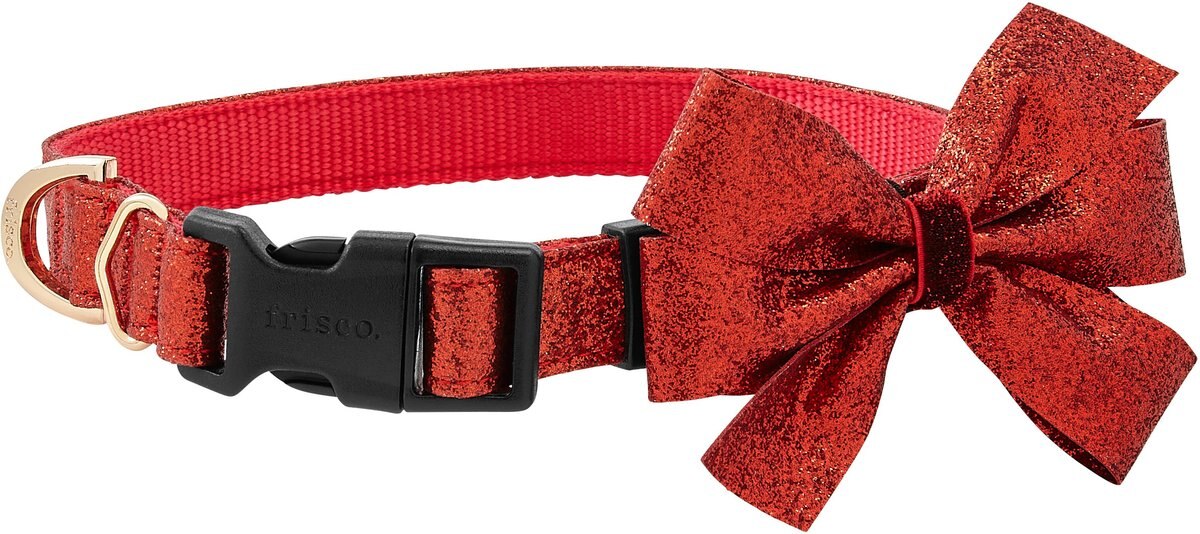 Frisco Christmas Peppermint Print Dog Collar with Removable Bow