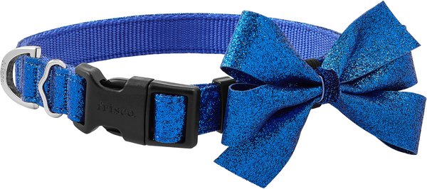 Frisco Glitter Dog Collar with Removeable Glitter Bow, Blue, MD - Neck: 14-20-in, Width: 3/4-in slide 1 of 6