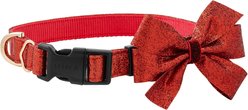 Frisco Glitter Dog Collar with Removable Glitter Bow, Red, MD - Neck: 14-20-in, Width: 3/4-in