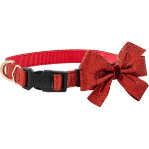 Frisco Glitter Dog Collar with Removeable Glitter Bow, Red, MD - Neck: 14-20-in, Width: 3/4-in