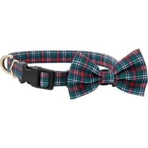 Frisco Festive Plaid Dog Collar with Removeable Plaid Bow, Green Plaid, XS - Neck: 8 - 12-in, Width: 5/8-in