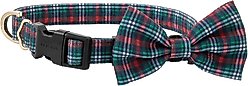 Frisco Festive Plaid Dog Collar with Removable Plaid Bow, Green Plaid, MD - Neck: 14-20-in, Width: 3/4-in