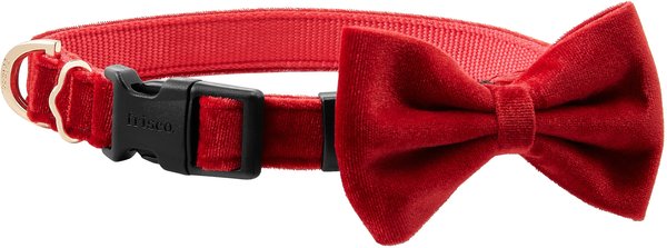 Show full view: Frisco Velvet Dog Collar With Removable Velvet Bow, Red, XS - Neck: 8-12-in, Width: 5/8-in slide 1 of 7