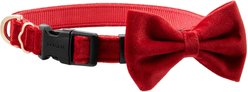 Frisco Velvet Dog Collar With Removable Velvet Bow, Red, MD - Neck: 14-20-in, Width: 3/4-in
