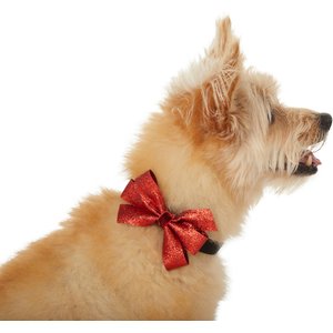 Frisco Removeable Glitter Collar Bow, Red Glitter, MD/LG
