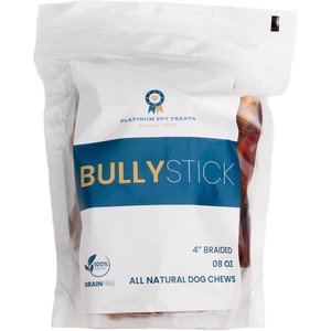 Platinum Pet Treats Braided Bully Stick Dog Treats, 8-oz bag