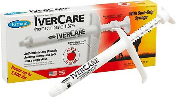 Farnam Ivercare Ivermectin Horse Dewormer Paste, Apple Flavor, 0.26-oz syringe, 2 count slide 1 of 3