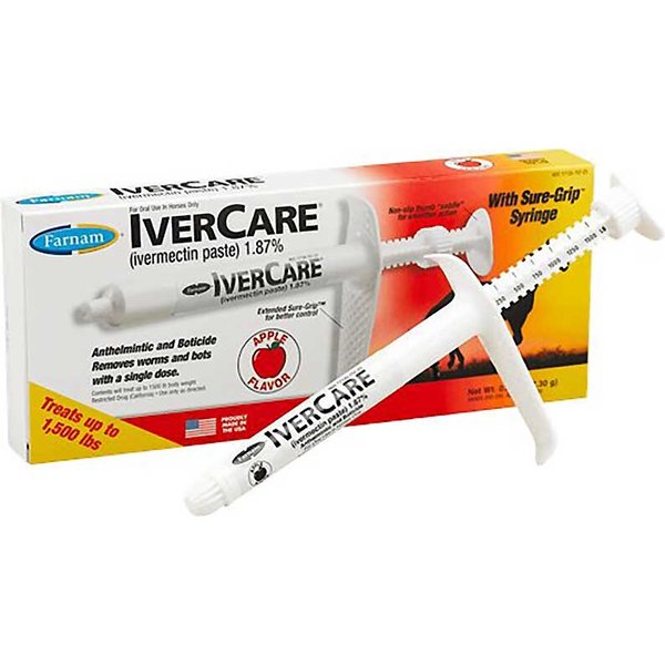 FARNAM Ivercare Ivermectin Horse Dewormer Paste, Apple Flavor, 0.26oz
