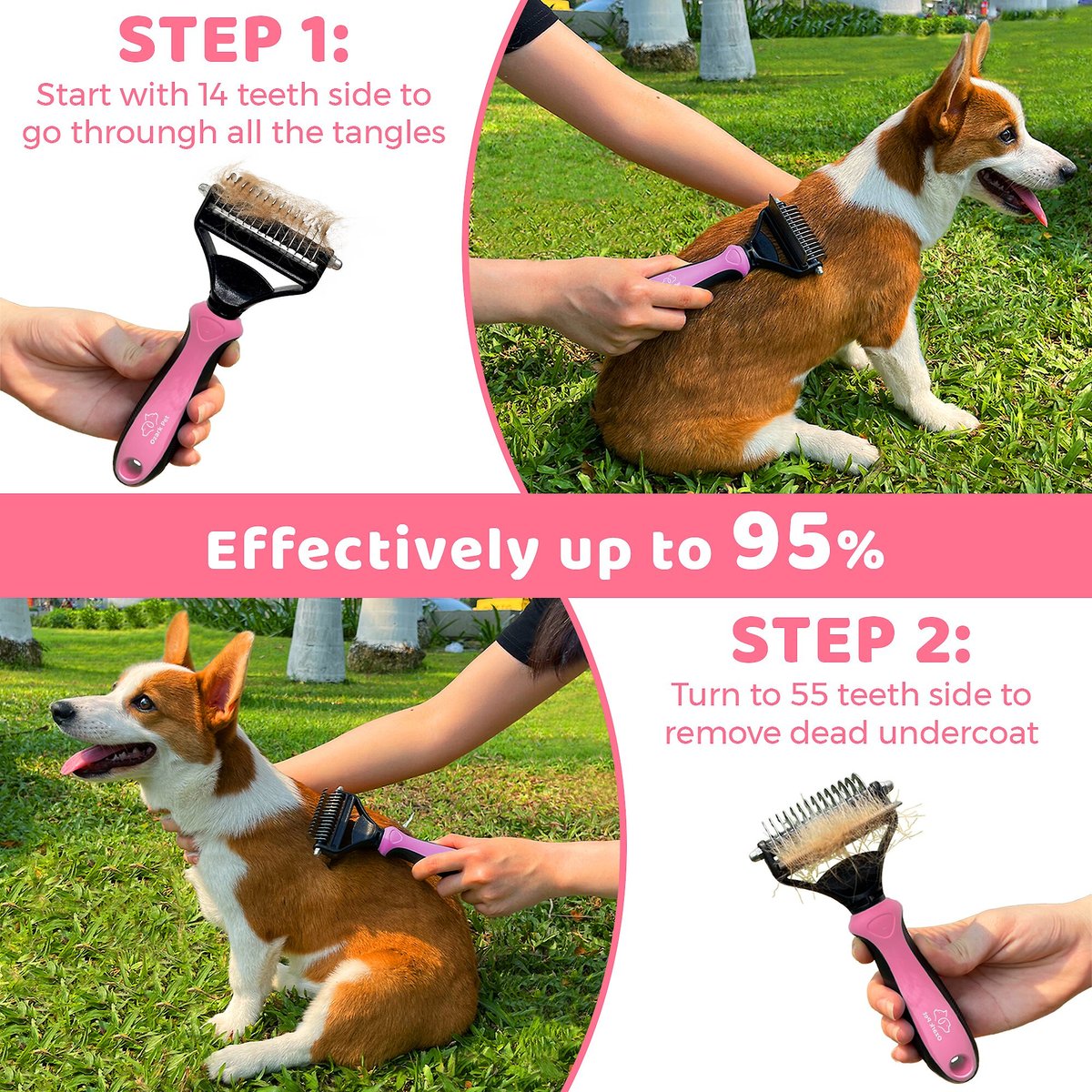 OZARK PET Dog & Cat Grooming Kit, Pink, Small