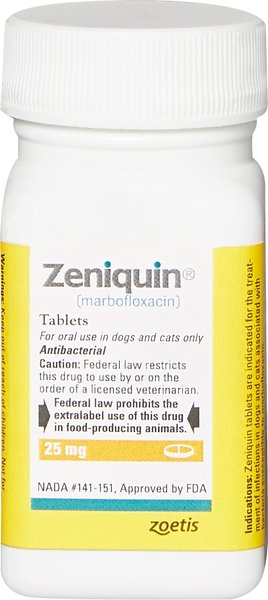 ZENIQUIN (marbofloxacin) Tablets for Dogs & Cats, 25-mg, 60 tablets