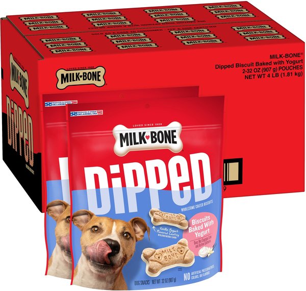 Milk-Bone Dipped Biscuits Baked With Vanilla Yogurt Dog Treats, 32-oz bag, case of 2 slide 1 of 6
