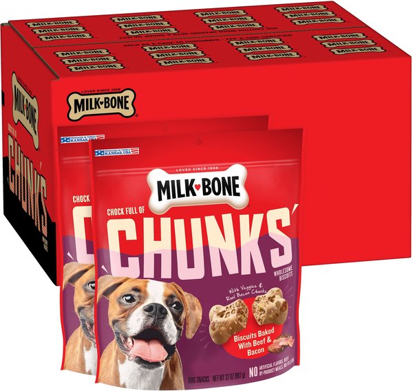 Milk-Bone Chock Full of Chunks With Beef & Bacon Dog Treats, 32-oz bag, case of 2 slide 1 of 6