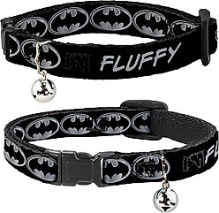 Buckle-Down DC Comics Batman Shield Personalized Breakaway Cat Collar with Bell