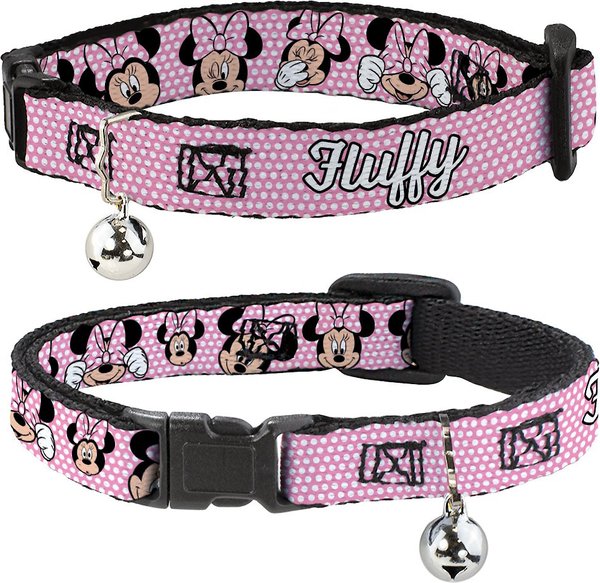 Buckle-Down Disney Minnie Mouse Expressions Polka Dot Personalized Breakaway Cat Collar with Bell slide 1 of 2
